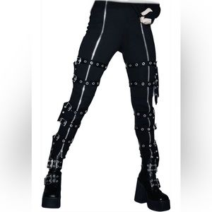 Dollskill Widow Goth Punk Buckle Leggings Small